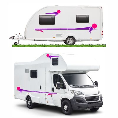 Motorhome Horsebox Caravan Campervan Decal Vinyl Graphics Stickers Design MH011 - Purple & Pink