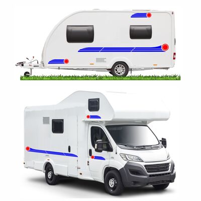 Motorhome Horsebox Caravan Campervan Decal Vinyl Graphics Stickers Design MH014 - Blue & Red