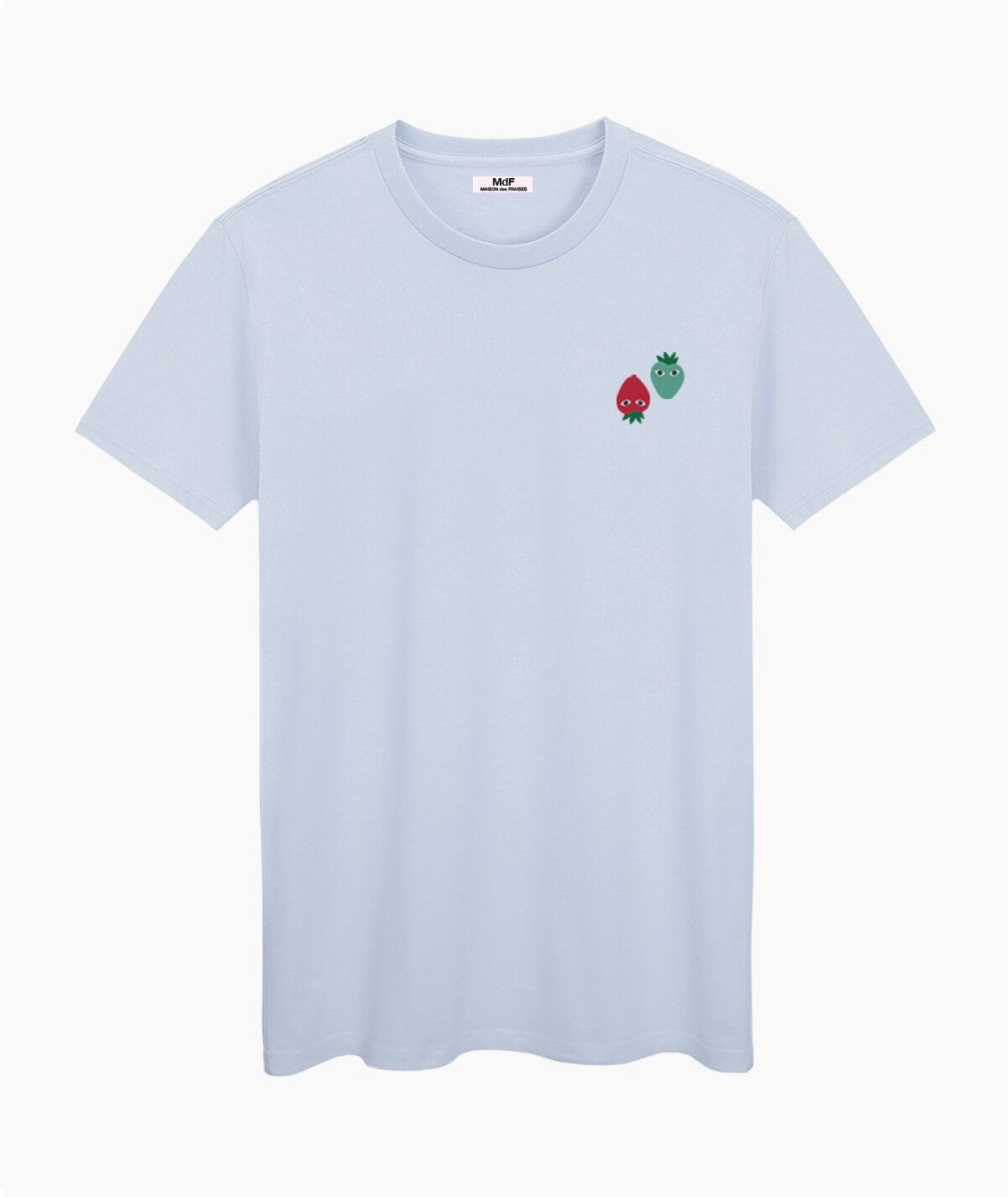 T-SHIRT UNISEXE CRÈME BLEU AVEC LOGOS MENTHE ROUGE ET NÉO