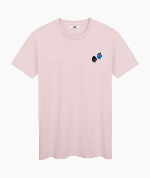 Black and blue logos pink cream unisex t-shirt