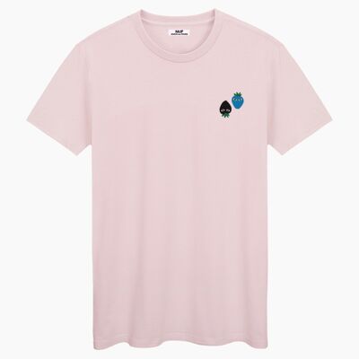 Black and blue logos pink cream unisex t-shirt
