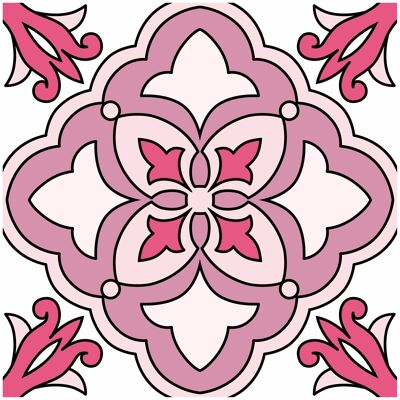 Mosaic Tile Stickers, Pink, Pack Of 24, All Sizes, Waterproof, Transfers For Kitchen / Bathroom Tiles P04 - 100mm x 100mm - 4 x 4 Inch - Pattern 2