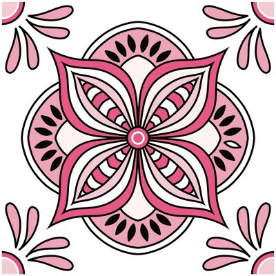 Mosaic Tile Stickers, Pink, Pack Of 24, All Sizes, Waterproof, Transfers For Kitchen / Bathroom Tiles P04 - 100mm x 100mm - 4 x 4 Inch - Pattern 6