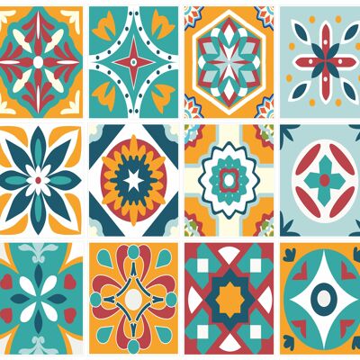 Pack Of 24 Mosaic Tile Stickers, Transfers For 150mm x 200mm / 6 x 8 Inch or 200mm x 250mm / 8 x 10 Inch Kitchen or Bathroom Tiles C42L - 150mm x 200mm - 6 x 8 Inch - 2 of each pattern