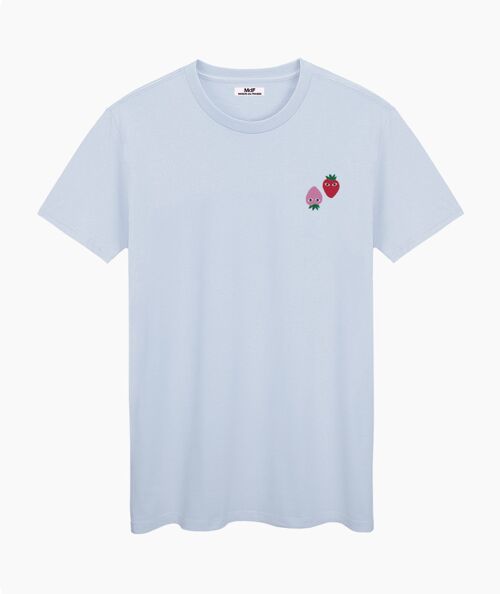 Pink and red logos blue cream unisex t-shirt