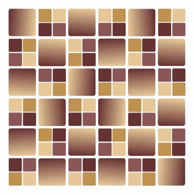 Mosaic Tile Stickers Brown, Pack Of 20, All Sizes, Waterproof, Transfers For Kitchen / Bathroom Tiles BB01 - 150mm x 150mm - 6 x 6 Inch - Pattern 4