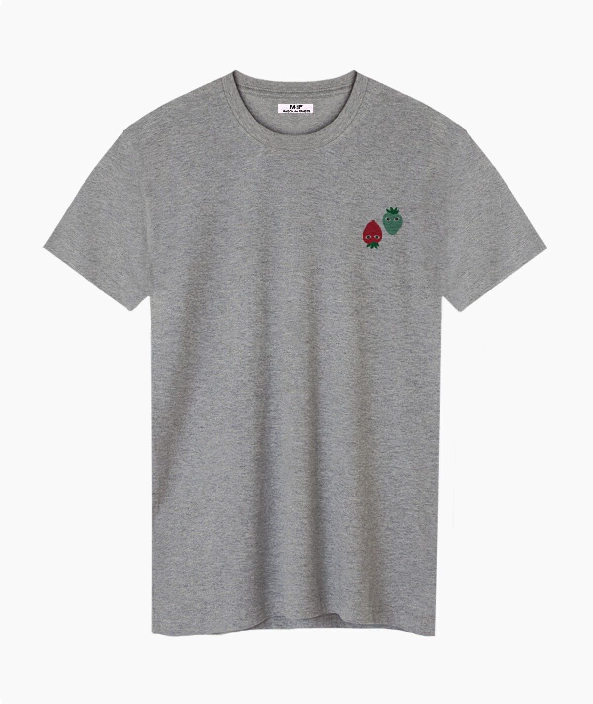T-SHIRT UNISEXE GRIS LOGOS MENTHE ROUGE ET NÉO