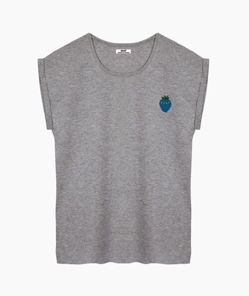 Blue logo gray women's t-shirt