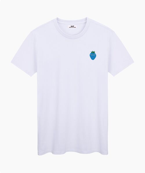 Blue logo white unisex t-shirt