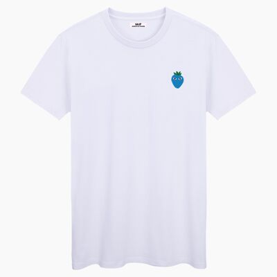 Blue logo white unisex t-shirt