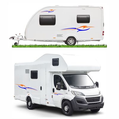 Motorhome Horsebox Caravan Campervan Decal Vinyl Graphics Kit Design MH017 - Blue & Orange