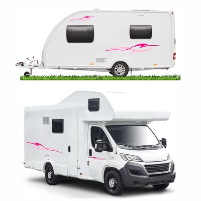 Motorhome Horsebox Caravan Campervan Decal Vinyl Graphics Kit Design MH017 - Bright Pink & Pink