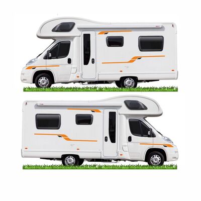 Motorhome Caravan Campervan Decal Vinyl Graphics Stickers 40+ Colours  MH025 - Orange & Black