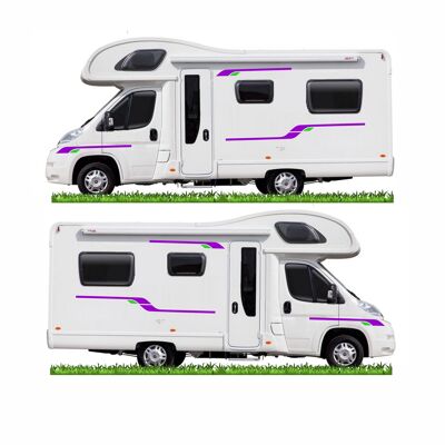 Motorhome Caravan Campervan Decal Vinyl Graphics Stickers 40+ Colours  MH025 - Purple & Green