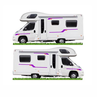 Motorhome Caravan Campervan Decal Vinyl Graphics Stickers 40+ Colours  MH025 - Purple & Orange
