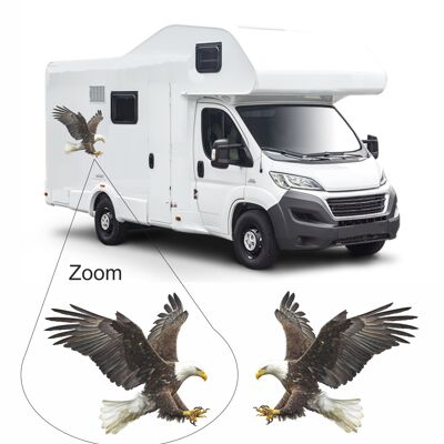 PAIR Eagles Graphics Decals Stickers for Van Motorhome Campervan Lorry Car Caravan Small Medium Large - 300mm x 260mm