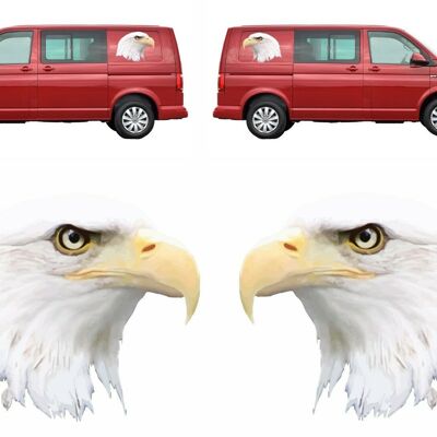 PAIR Bald Eagles Graphics Decals Stickers for Van Motorhome Campervan Lorry Small or Large - 640mm x 495mm
