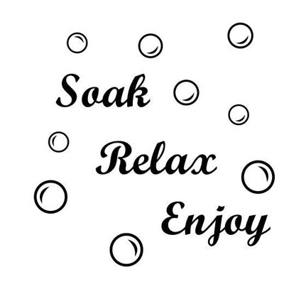 Soak Relax Enjoy + 45 Bubbles Art Sticker Decal Transfer for Bathroom Wall Tiles, Bath Panel - Mint