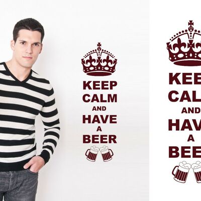 Keep Calm And Have A Beer Wall Art Decal Sticker for Kitchen, Man Cave, Garden Bar, Several Colour Choices - Burgundy