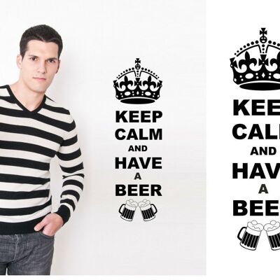 Keep Calm And Have A Beer Wall Art Decal Sticker for Kitchen, Man Cave, Garden Bar, Several Colour Choices - Black