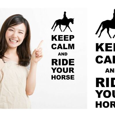 Keep Calm And Ride Your Horse Wall Art Decal Sticker For Bedroom Wall, Window - Black