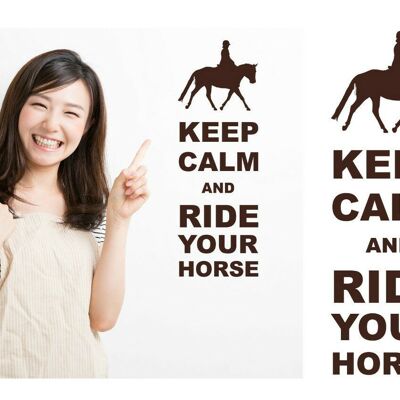 Keep Calm And Ride Your Horse Wall Art Decal Sticker For Bedroom Wall, Window - Brown