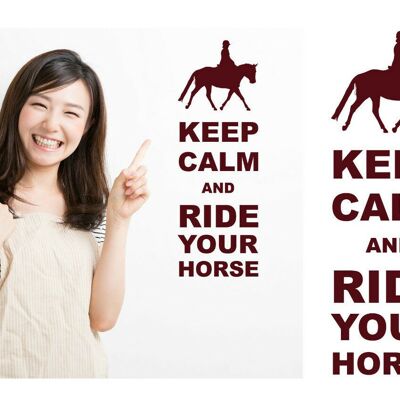 Keep Calm And Ride Your Horse Wall Art Decal Sticker For Bedroom Wall, Window - Burgundy