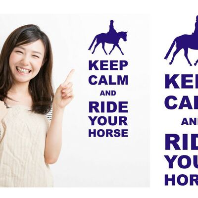 Keep Calm And Ride Your Horse Wall Art Decal Sticker For Bedroom Wall, Window - Dark Blue