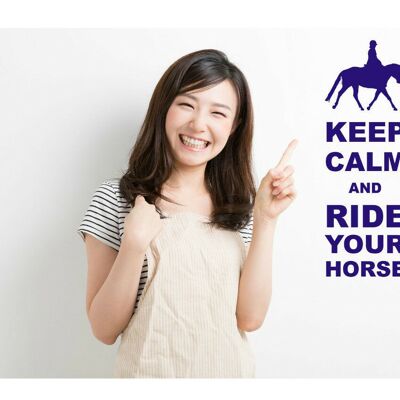 Keep Calm And Ride Your Horse Wall Art Decal Sticker For Bedroom Wall, Window - Dark Blue