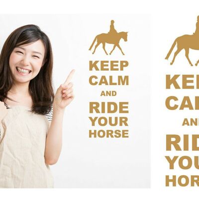 Keep Calm And Ride Your Horse Wall Art Decal Sticker For Bedroom Wall, Window - Gold