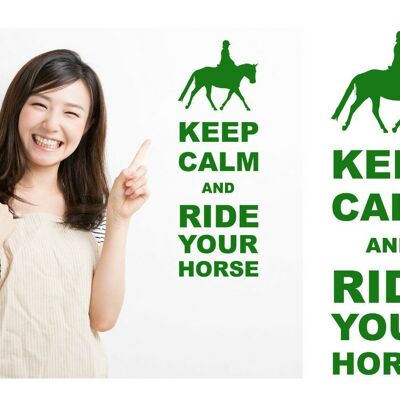 Keep Calm And Ride Your Horse Wall Art Decal Sticker For Bedroom Wall, Window - Green