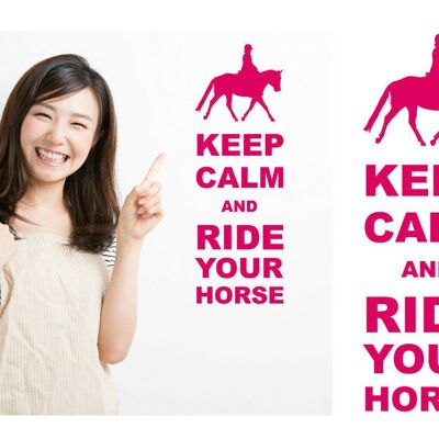 Keep Calm And Ride Your Horse Wall Art Decal Sticker For Bedroom Wall, Window - Pink
