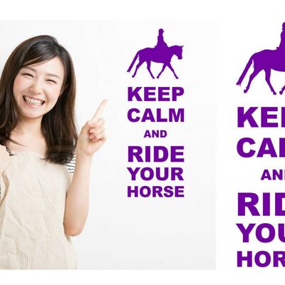 Keep Calm And Ride Your Horse Wall Art Decal Sticker For Bedroom Wall, Window - Purple