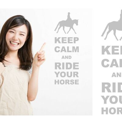 Keep Calm And Ride Your Horse Wall Art Decal Sticker For Bedroom Wall, Window - Silver