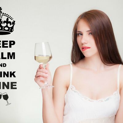 Keep Calm And Drink Wine Wall Art Decal Sticker for Kitchen Many Colours KCW1 - Brown