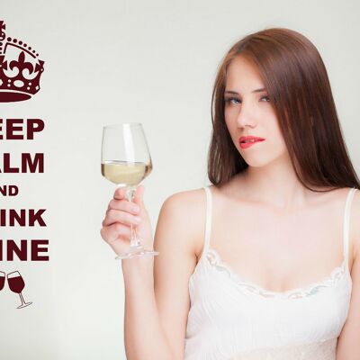 Keep Calm And Drink Wine Wall Art Decal Sticker for Kitchen Many Colours KCW1 - Burgundy