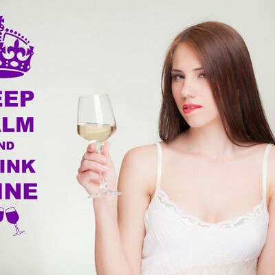 Keep Calm And Drink Wine Wall Art Decal Sticker for Kitchen Many Colours KCW1 - Purple