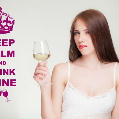 Keep Calm And Drink Wine Wall Art Decal Sticker for Kitchen Many Colours KCW1 - Raspberry