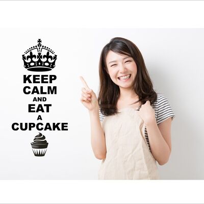 Keep Calm And Eat A Cupcake Wall Art Decal Sticker For Bedroom Wall, Window - Beige