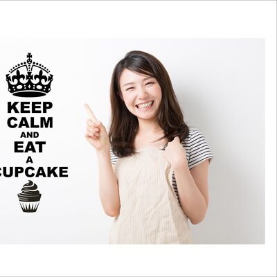 Keep Calm And Eat A Cupcake Wall Art Decal Sticker For Bedroom Wall, Window - Blue