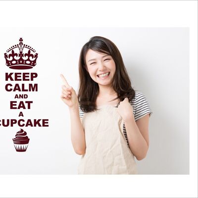 Keep Calm And Eat A Cupcake Wall Art Decal Sticker For Bedroom Wall, Window - Burgundy