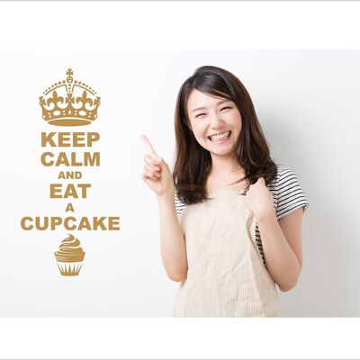 Keep Calm And Eat A Cupcake Wall Art Decal Sticker For Bedroom Wall, Window - Gold