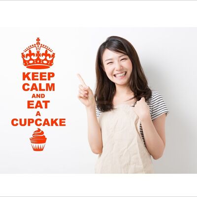 Keep Calm And Eat A Cupcake Wall Art Decal Sticker For Bedroom Wall, Window - Orange