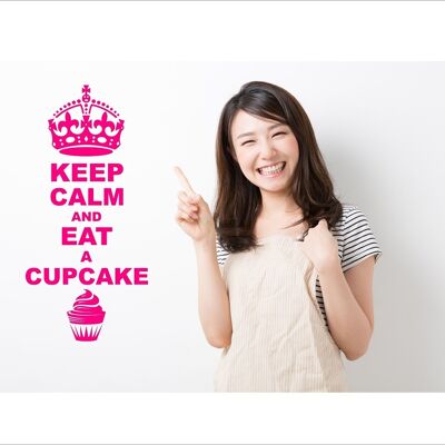 Keep Calm And Eat A Cupcake Wall Art Decal Sticker For Bedroom Wall, Window - Pink
