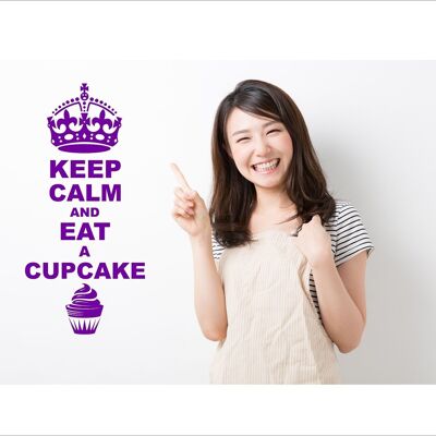 Keep Calm And Eat A Cupcake Wall Art Decal Sticker For Bedroom Wall, Window - Purple