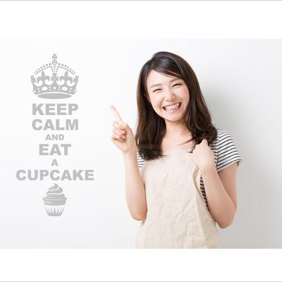 Keep Calm And Eat A Cupcake Wall Art Decal Sticker For Bedroom Wall, Window - Silver