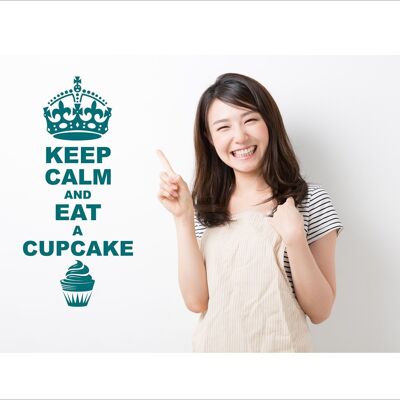 Keep Calm And Eat A Cupcake Wall Art Decal Sticker For Bedroom Wall, Window - Teal