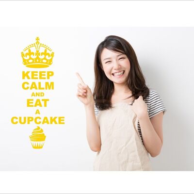 Keep Calm And Eat A Cupcake Wall Art Decal Sticker For Bedroom Wall, Window - Yellow