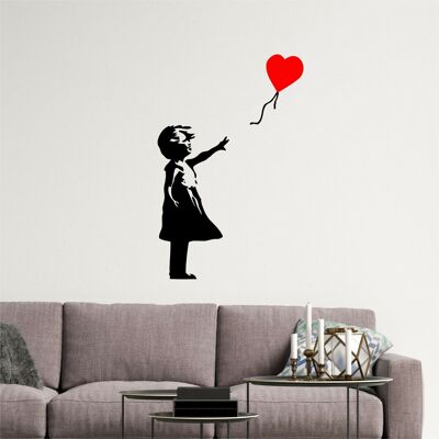 Banksy Style Love Heart Balloon Girl Wall Art, Living Room Bedroom  Window etc, 3 Sizes - Small 21cm High