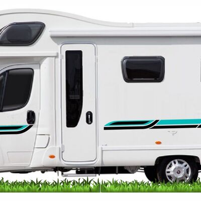 10 Metres Graphics Decals For Motorhome Caravan Campervan T4 Transit Many Colors D36 - Aqua & Black